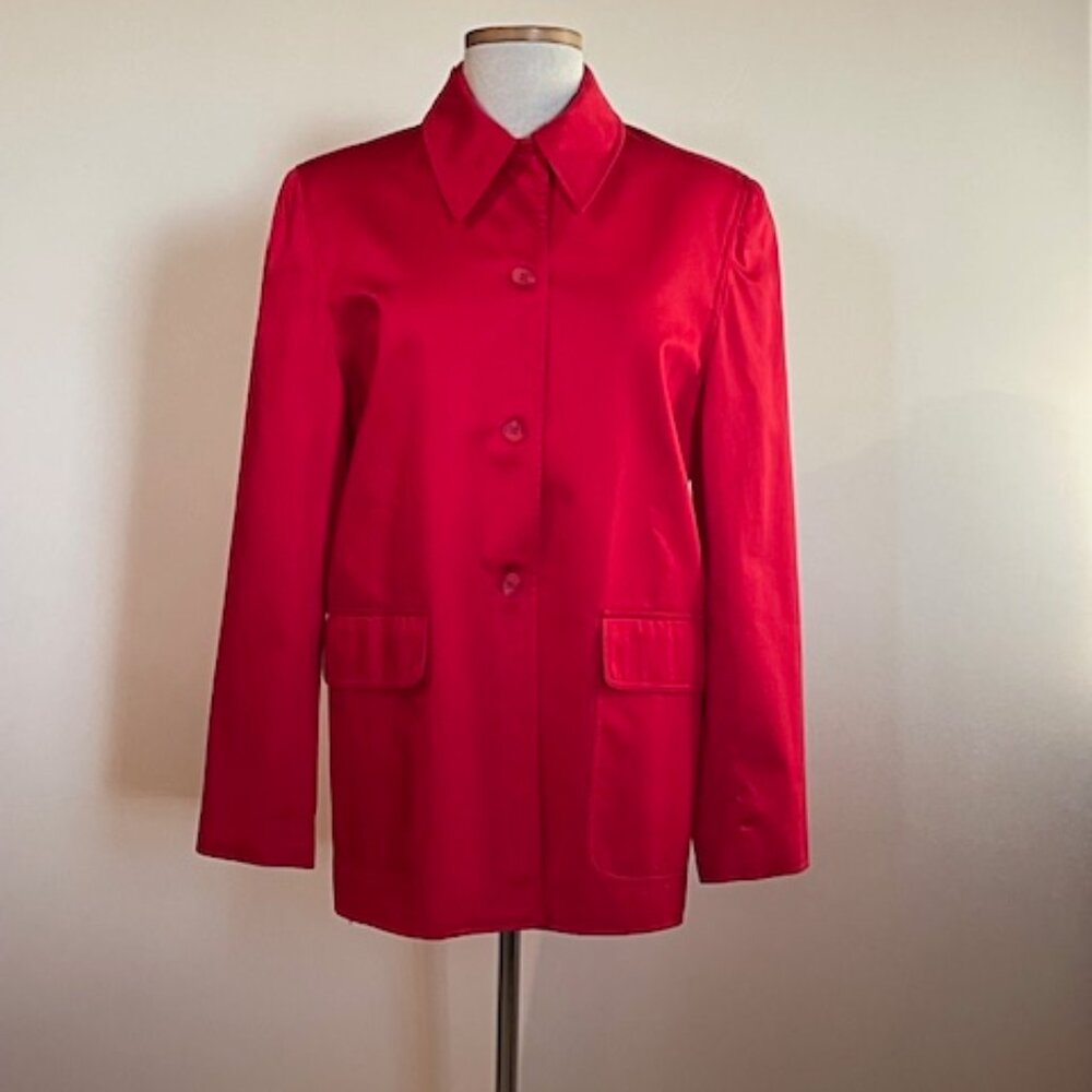 Neiman Marcus Lined Red Polished Cotton Jacket sz 10